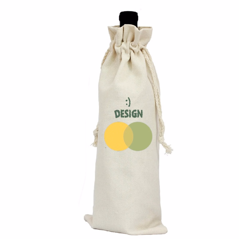 Canvas Wine Bottle Drawstring Bag MOQ 50PCS