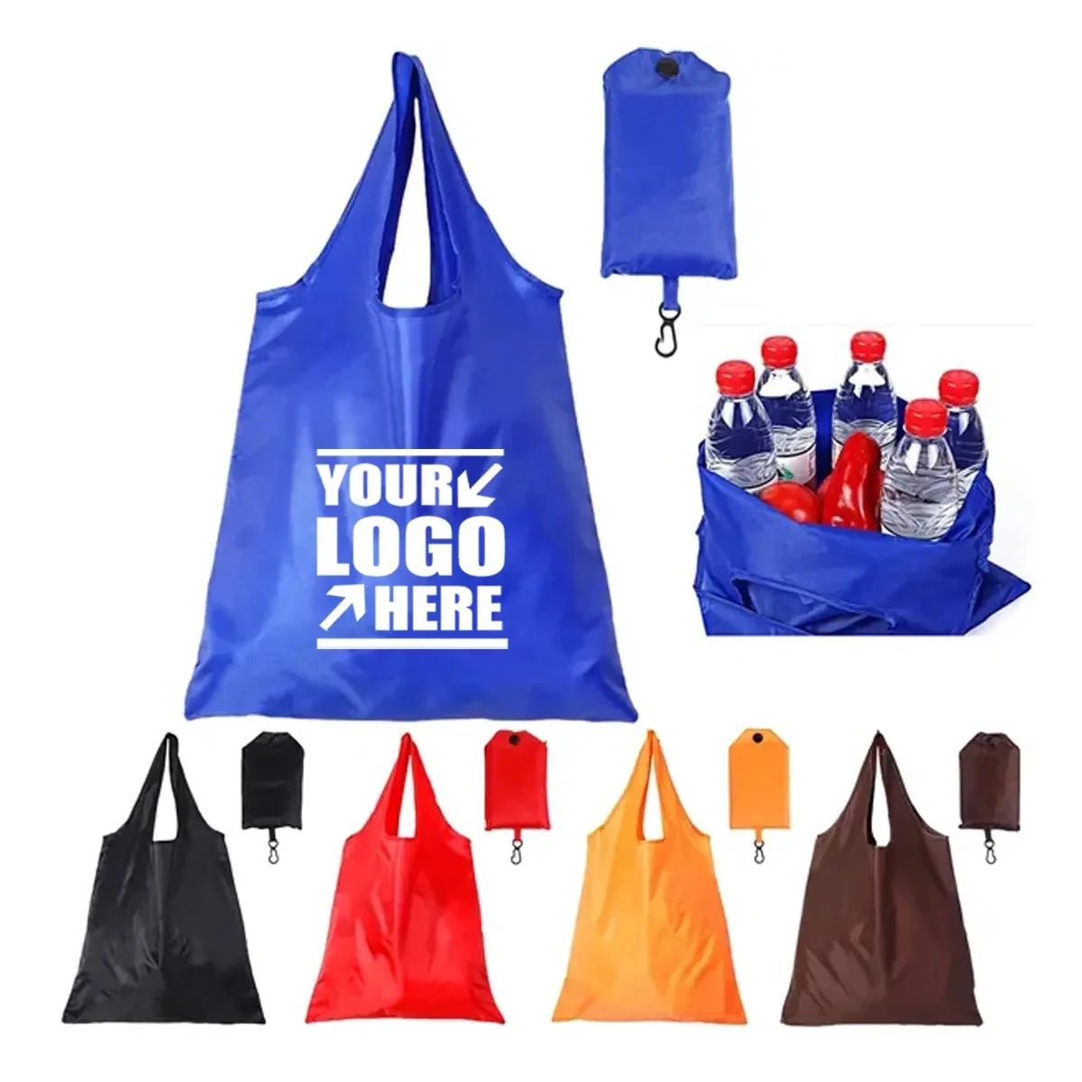 Foldable Large Grocery Reusable Shopping Bags, custom tote bag with logo imprint 1
