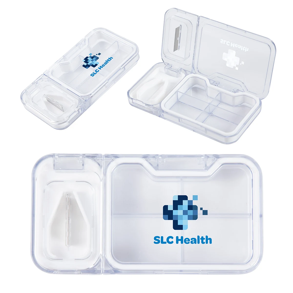 Cache 4-Compartment Pill Box with Tablet Cutter 1