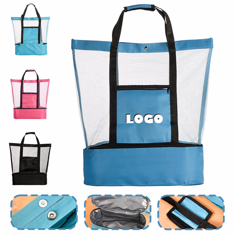 Mesh Beach Bags with Insulated Cooler