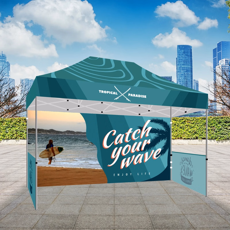 10' X 15' Tent w/ Full Color Canopy, Back Wall & Side