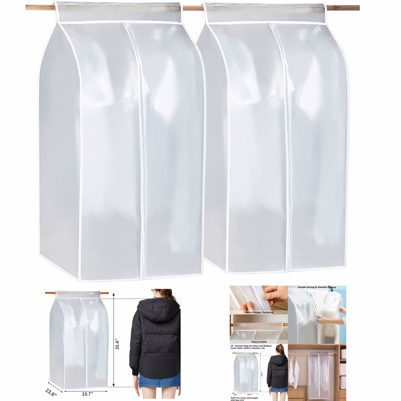 35'' Translucent Hanging Garment Rack Cover Bag