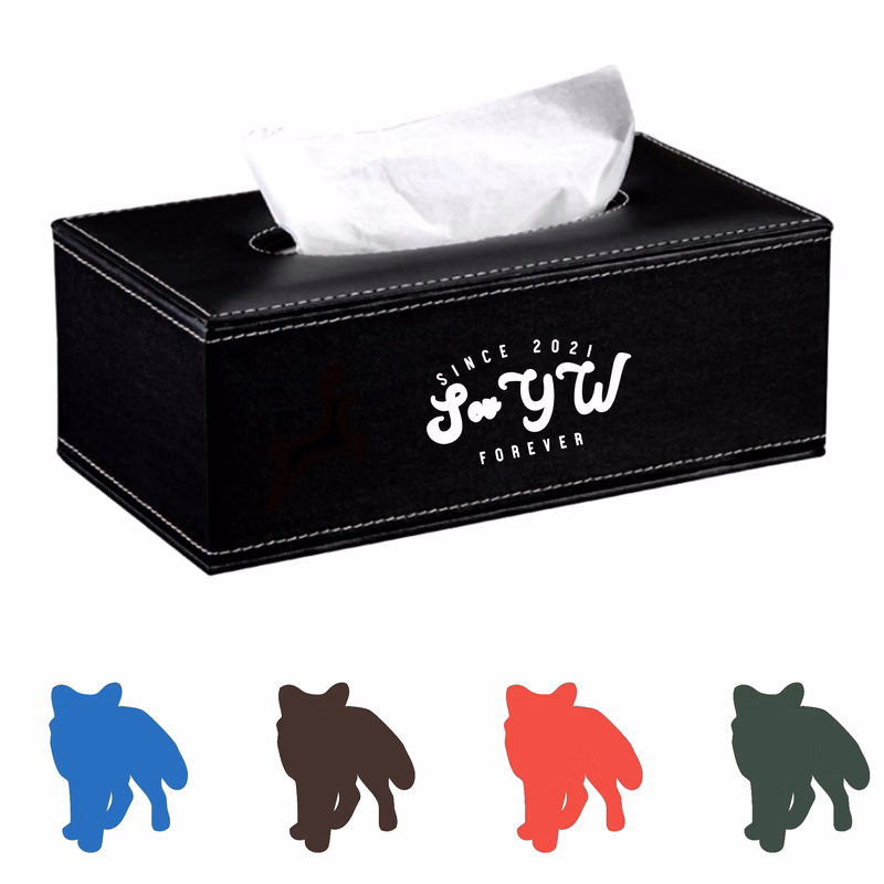 Pu Leather Tissue Box Holder With Magnet