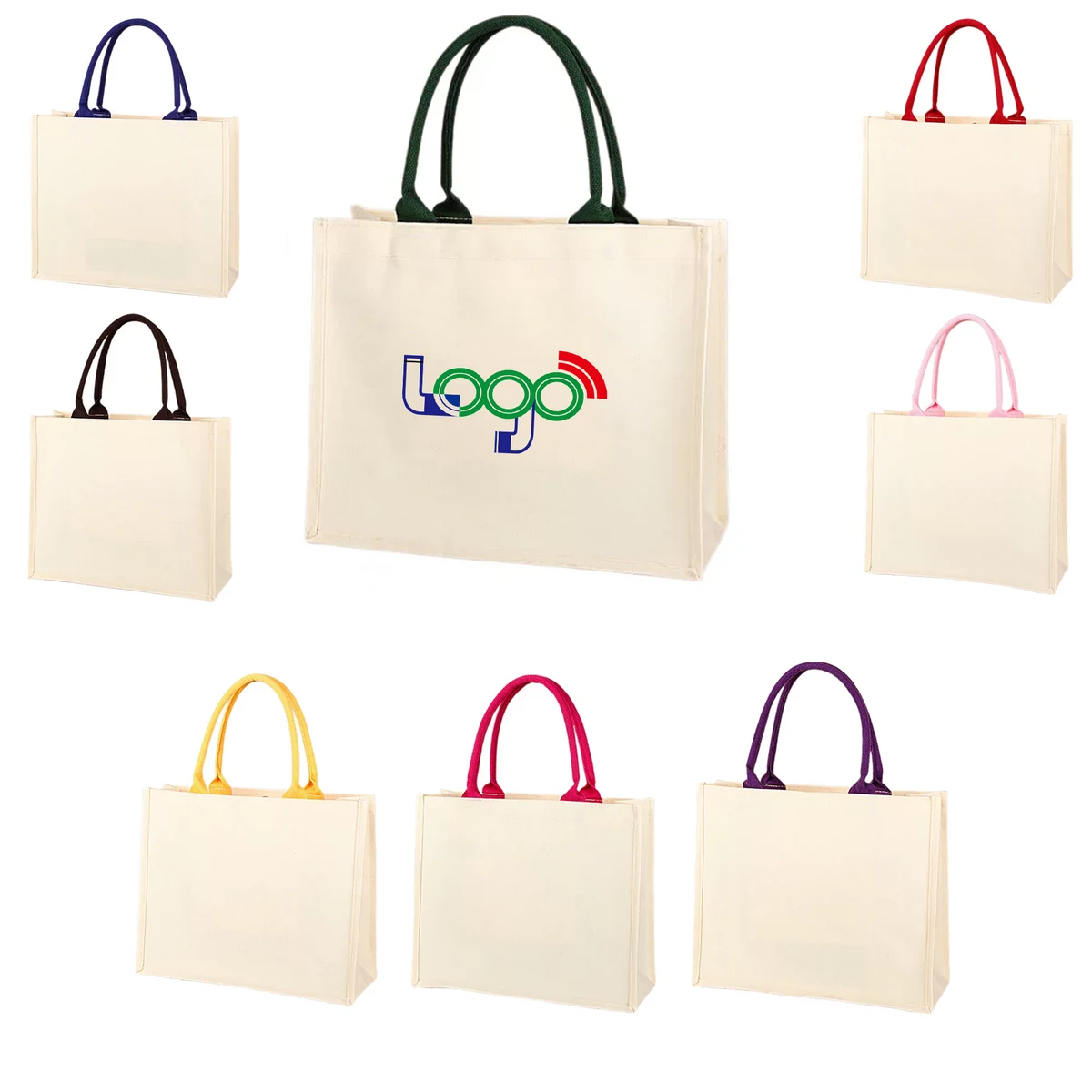 Canvas Tote Bag With Color Handles, custom tote bag with logo imprint 1