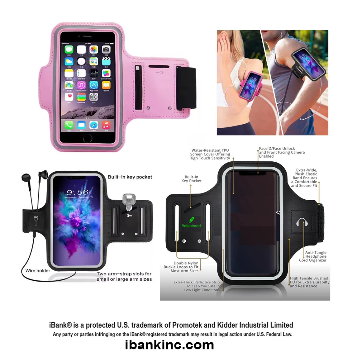 iBank ® Running Sport Armband compatible with iPhone 17,16,15 & Galaxy phones 1