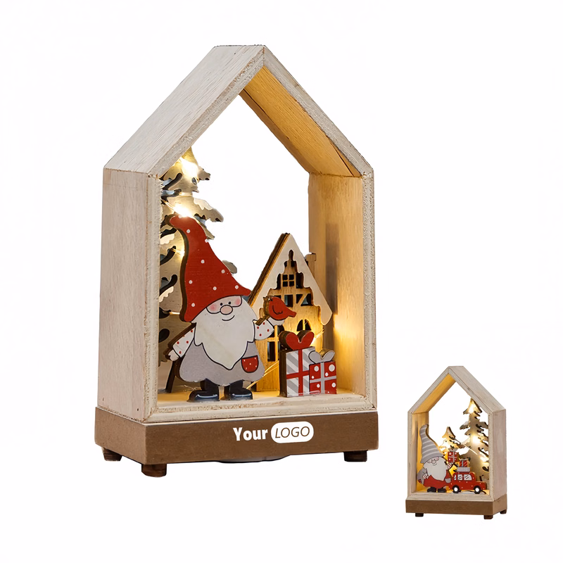 Wood Christmas Decorations Light Up Wooden Houses