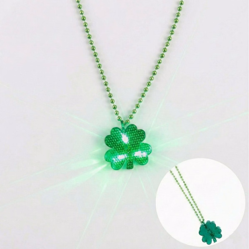 LED Light Up Shamrock Necklace St. Patrick's Day Party
