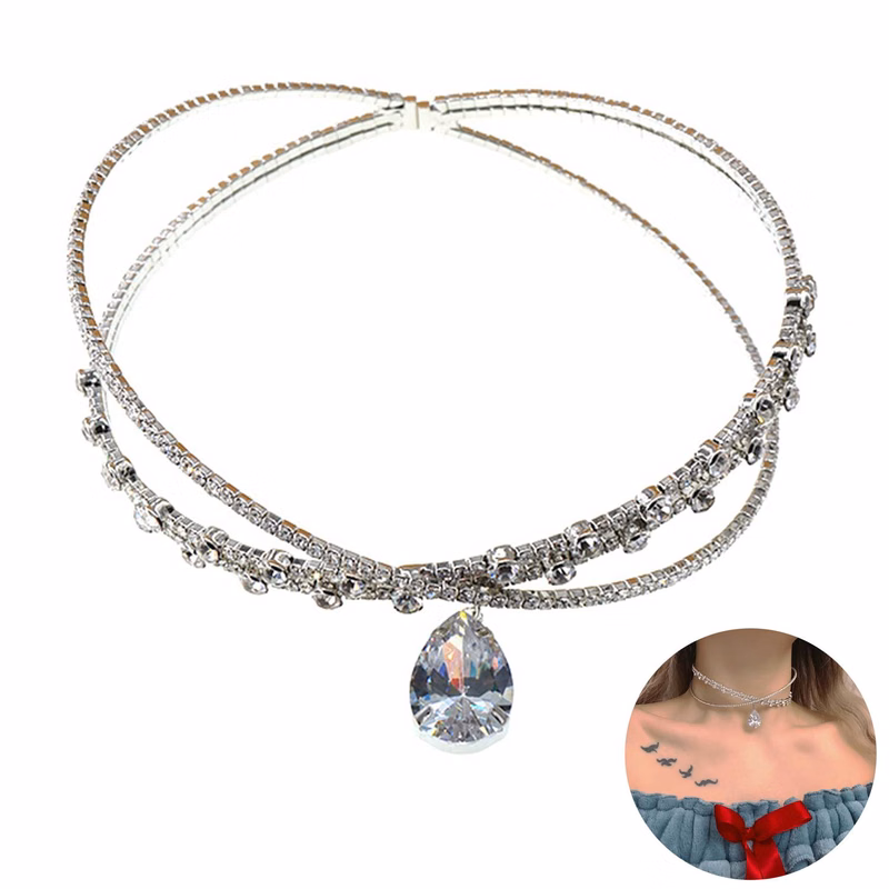 Alloy Flash diamond zircon drop collar