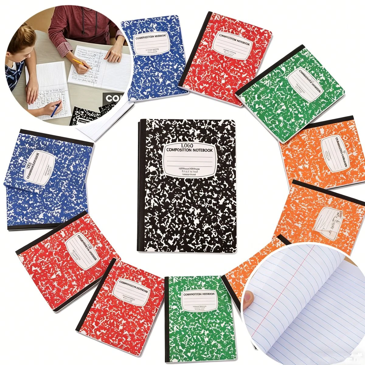 Wide Ruled Marble Composition Notebook Bulk 1