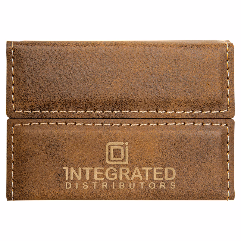 Rustic/Gold Leatherette Business Card Holder