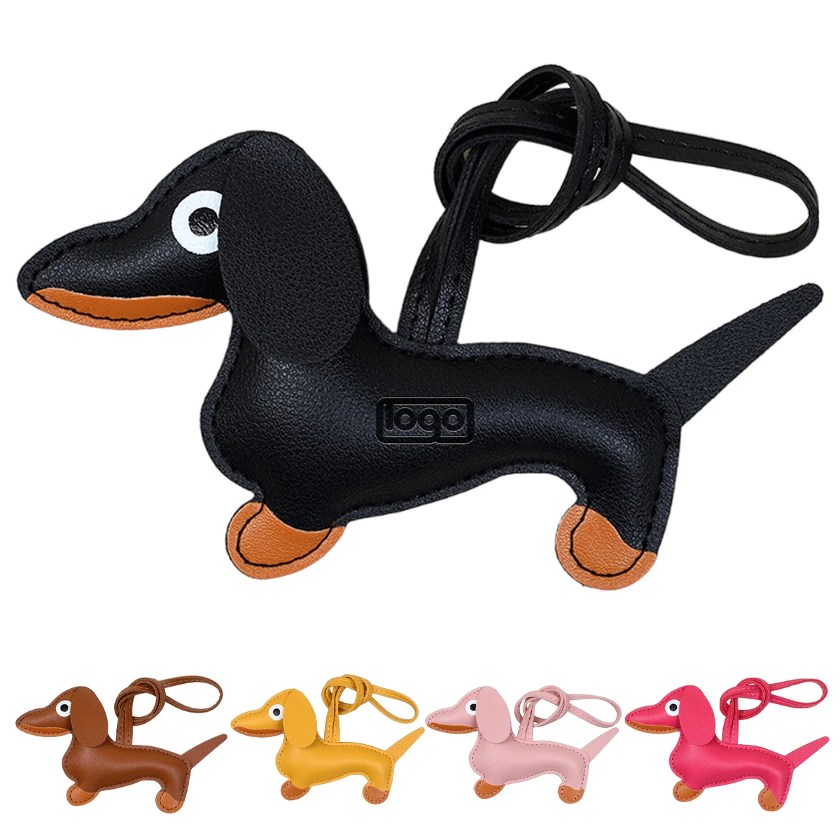 Pu Leather Cartoon Cute Dachshund Shape Vintage Key Chain 1