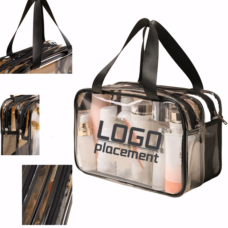 Dry-Wet Dual-Layer Transparent Waterproof Toiletry Bag