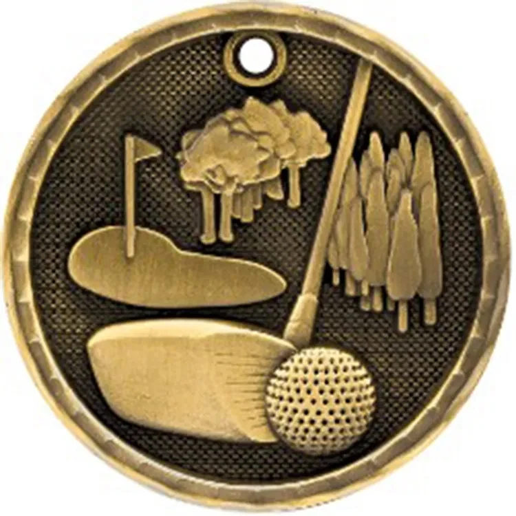 2" Antique Finish 3D Golf Medal 1