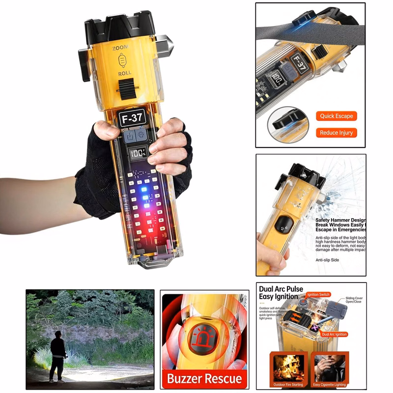 3000Lm Emergency Car Flashlight With Seatbelt Cutter And Window Breaker