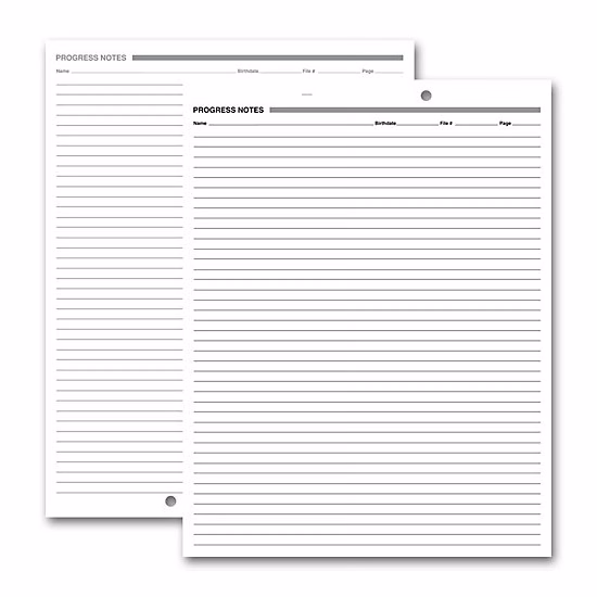 Progress Notes, Two-Hole Punch, White Ledger