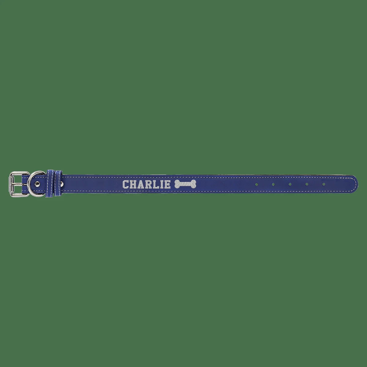 15" x 3/4" Blue/Silver Leatherette Dog Collar 1