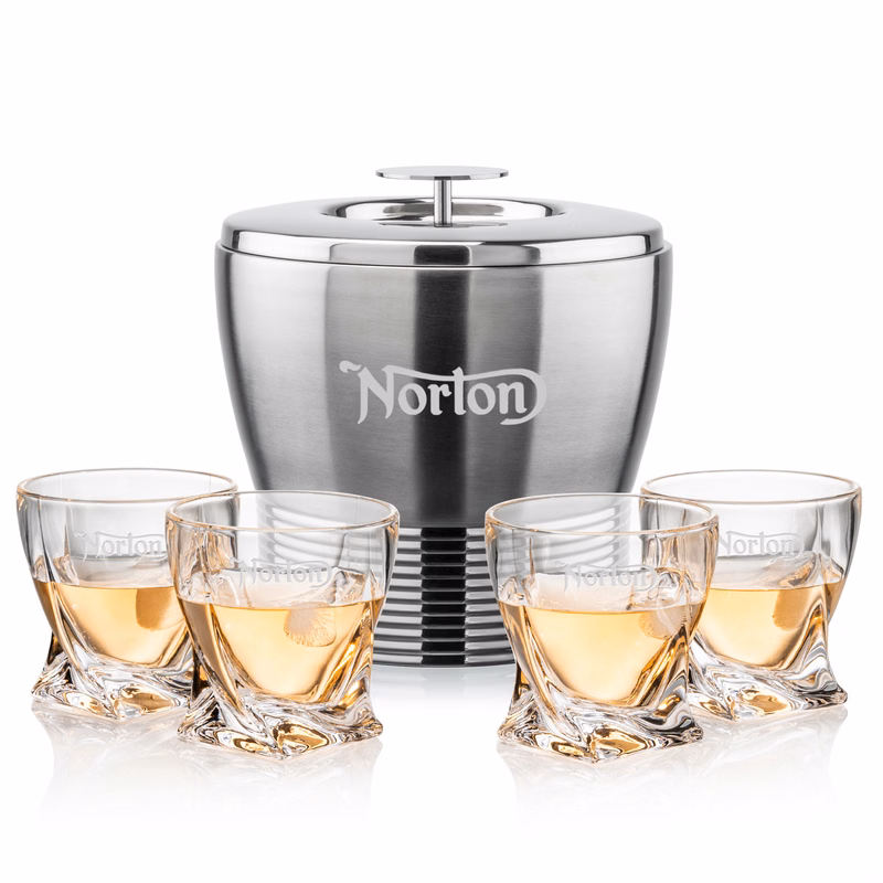 Genoa Ice Bucket & Seneca On-the-Rocks Set
