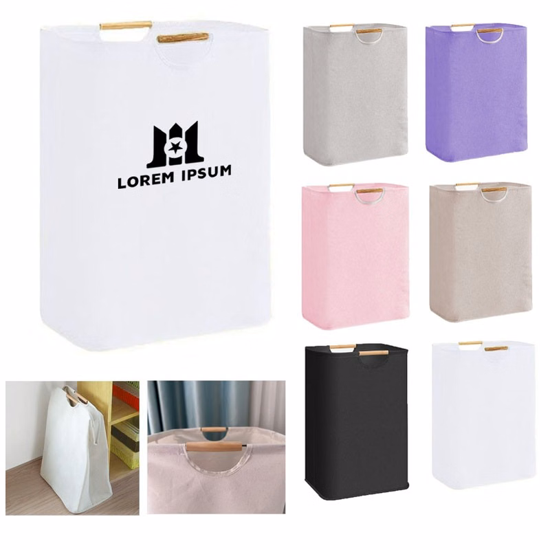 Foldable Laundry Hamper with Bamboo Handles