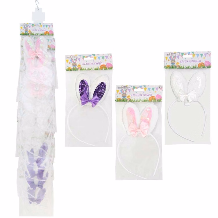 Sequin and Bow Bunny Ear Headbands - Assorted Colors