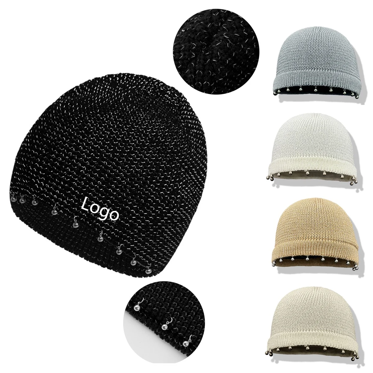 Silver Thread Knit Winter Hat Dope Skull Cap 1