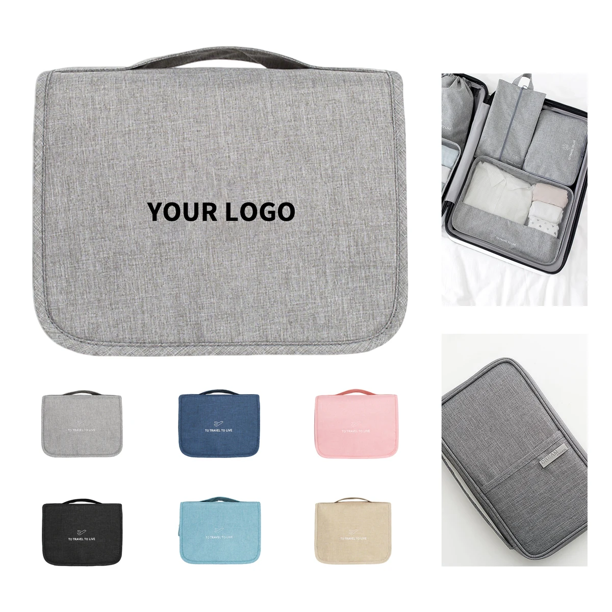 U Shape Zipper Hanging Travel Toiletry Organizer 8.9" Length X 3.4" Width X 16.8" Height 1