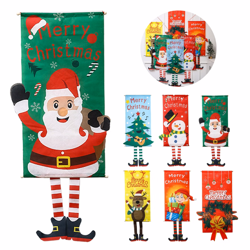 Cute Christmas Doors And Windows With Flags