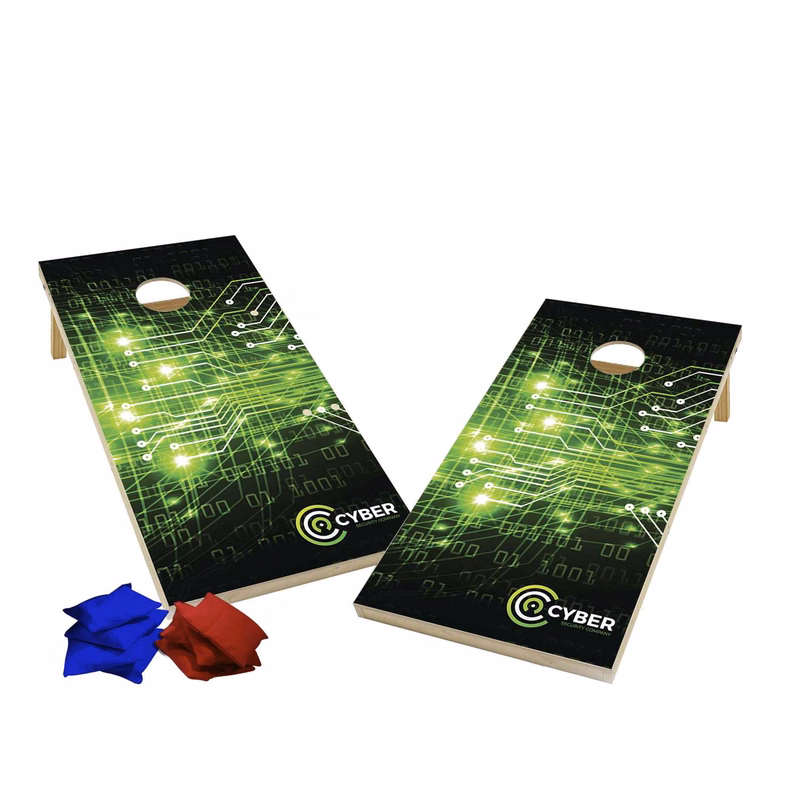 Wood Cornhole Plus, 4 Red & Royal Bean Bags