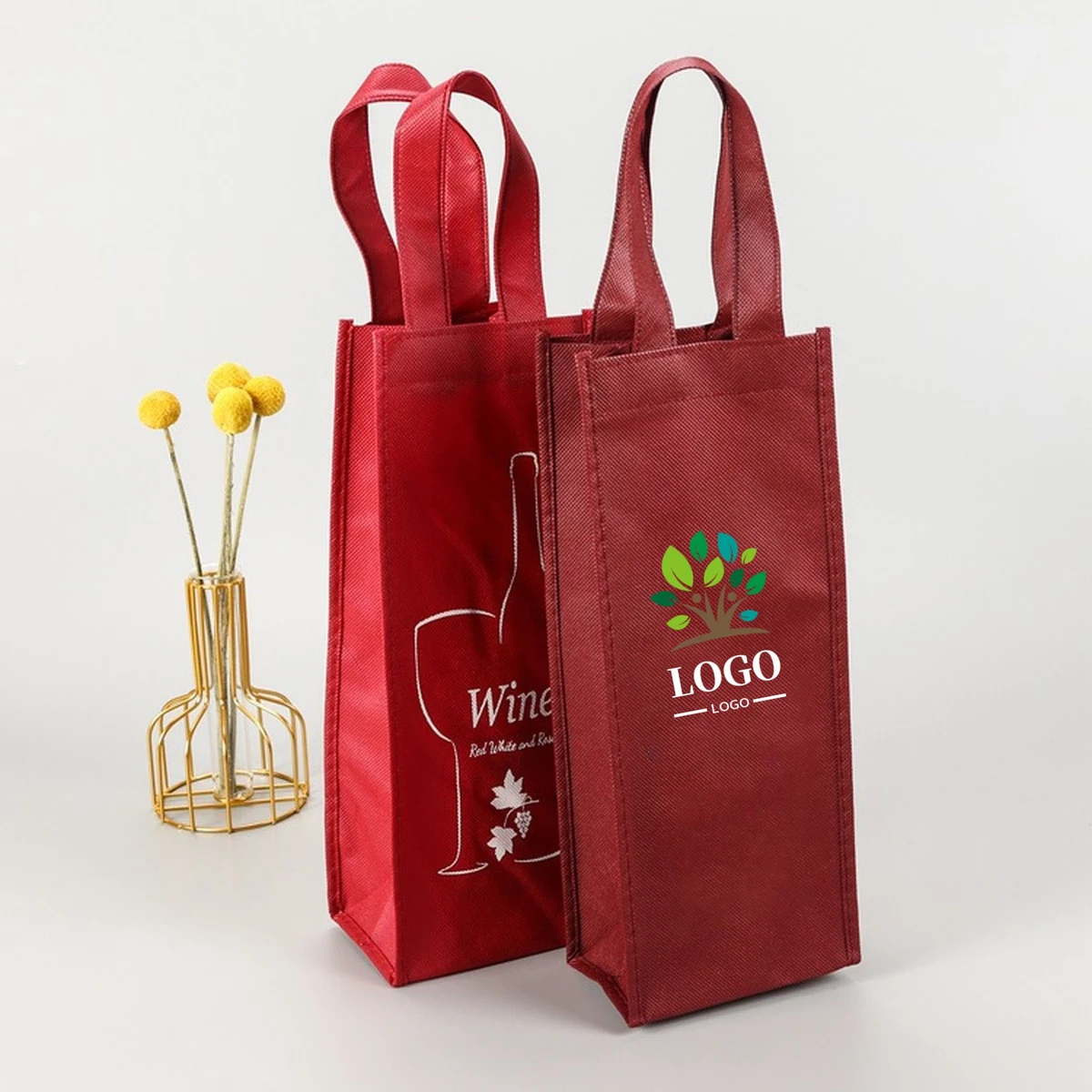 Reusable Non-Woven Wine Bag With Handles 1