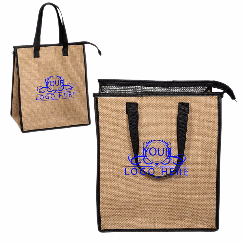 Insulated Jute Cooler Tote w/ Zipper