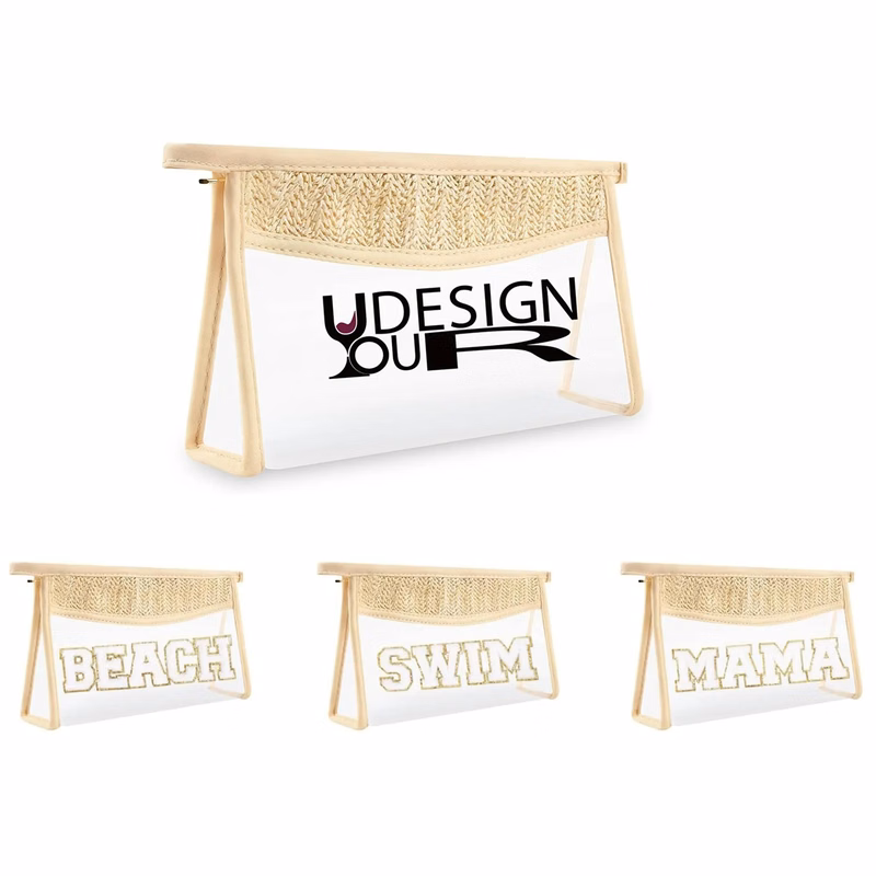 Clear PVC & Straw Cosmetic Bag - Leakproof Organizer