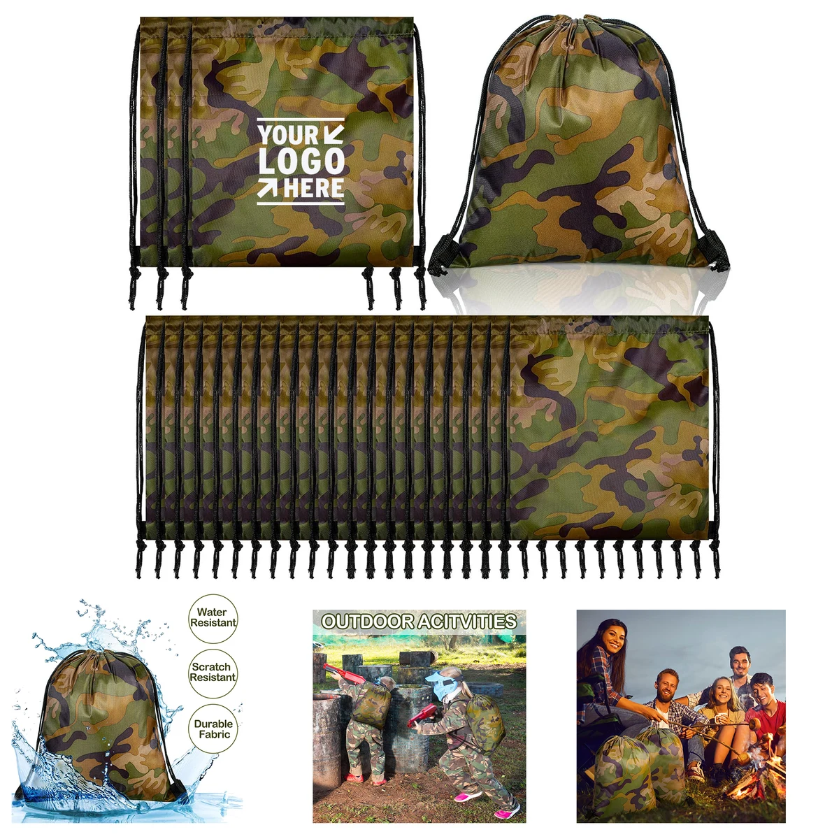 Camo Lightweight Waterproof Men Women Kid Military Army Backpack Travel Sport Gym Drawstring Bag 1