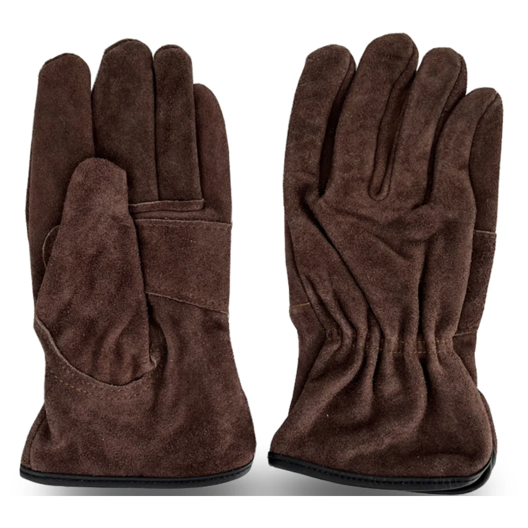 Brown Suede Cowhide Leather Gloves 1