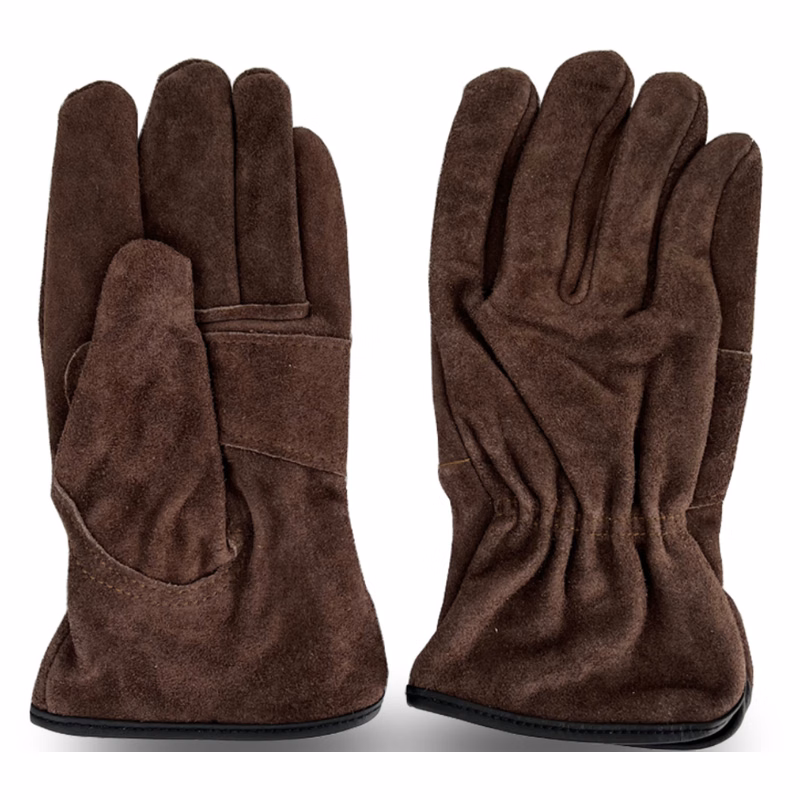 Brown Suede Cowhide Leather Gloves