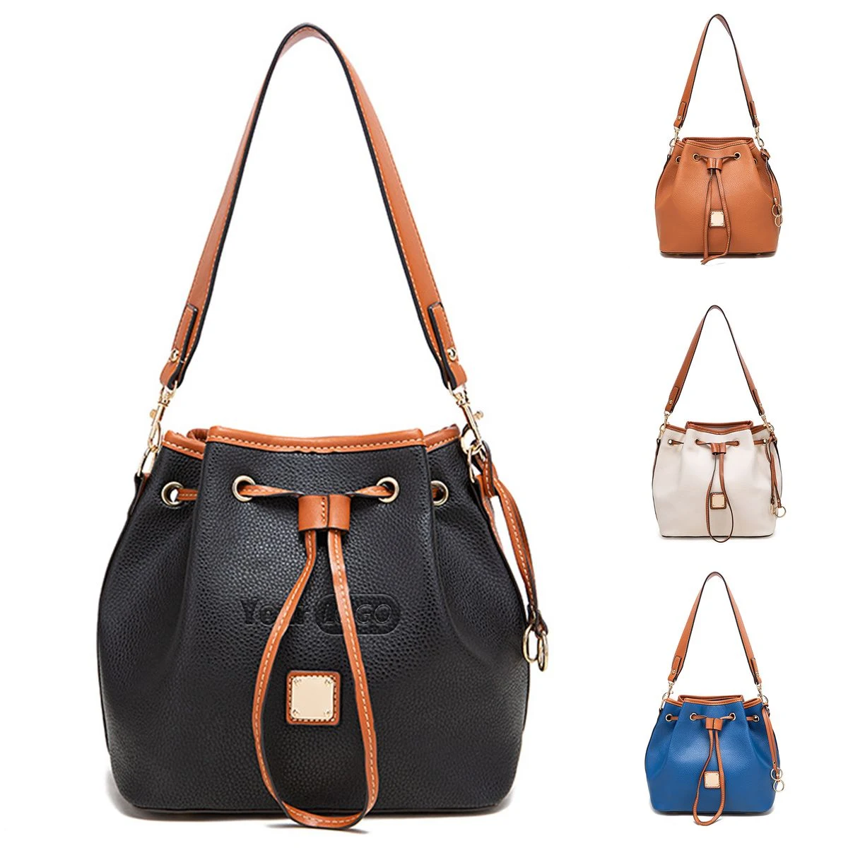 PU Large capacity cross-body bucket bag 1