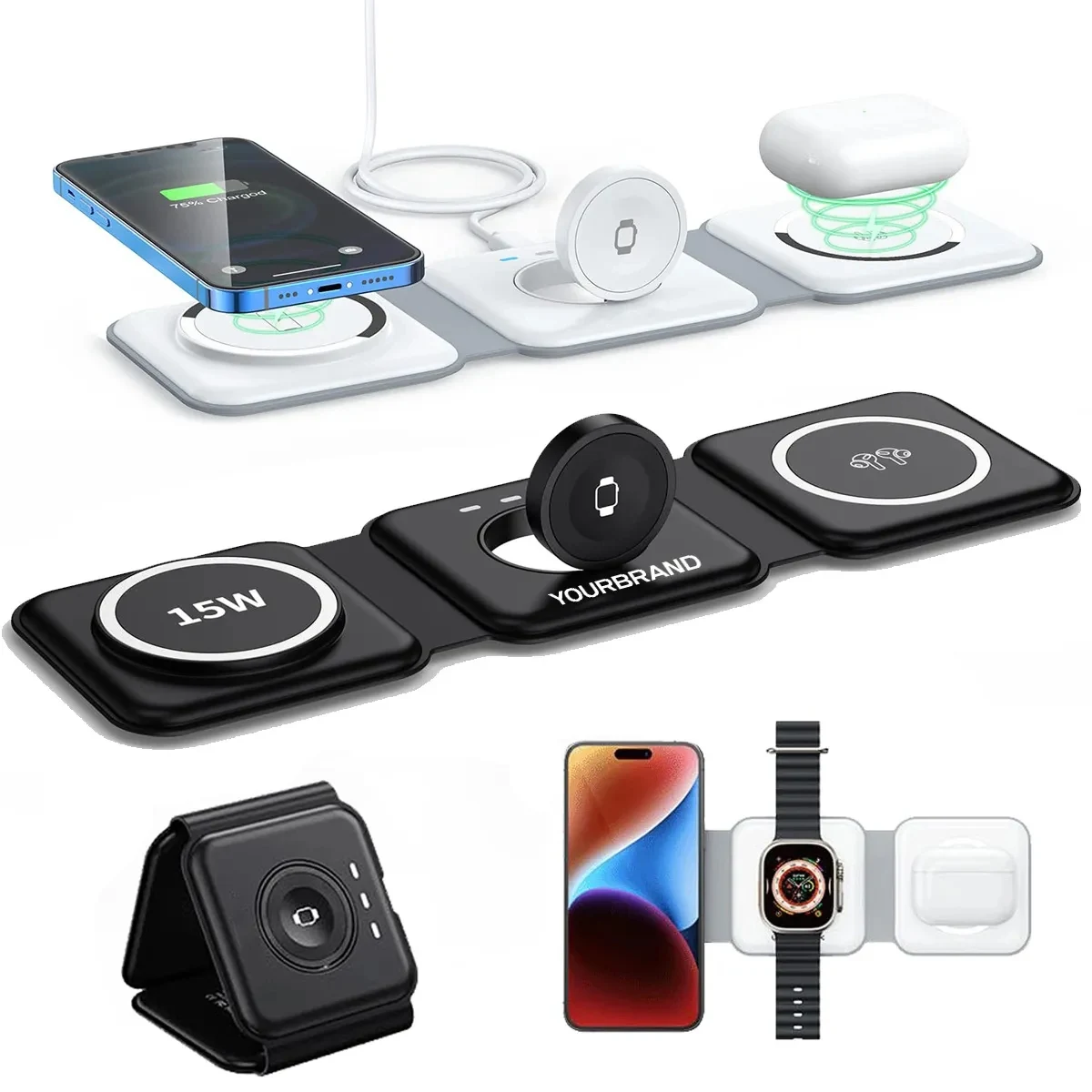 3-in-1 Foldable 15W Magsafe Wireless Charging Station 1