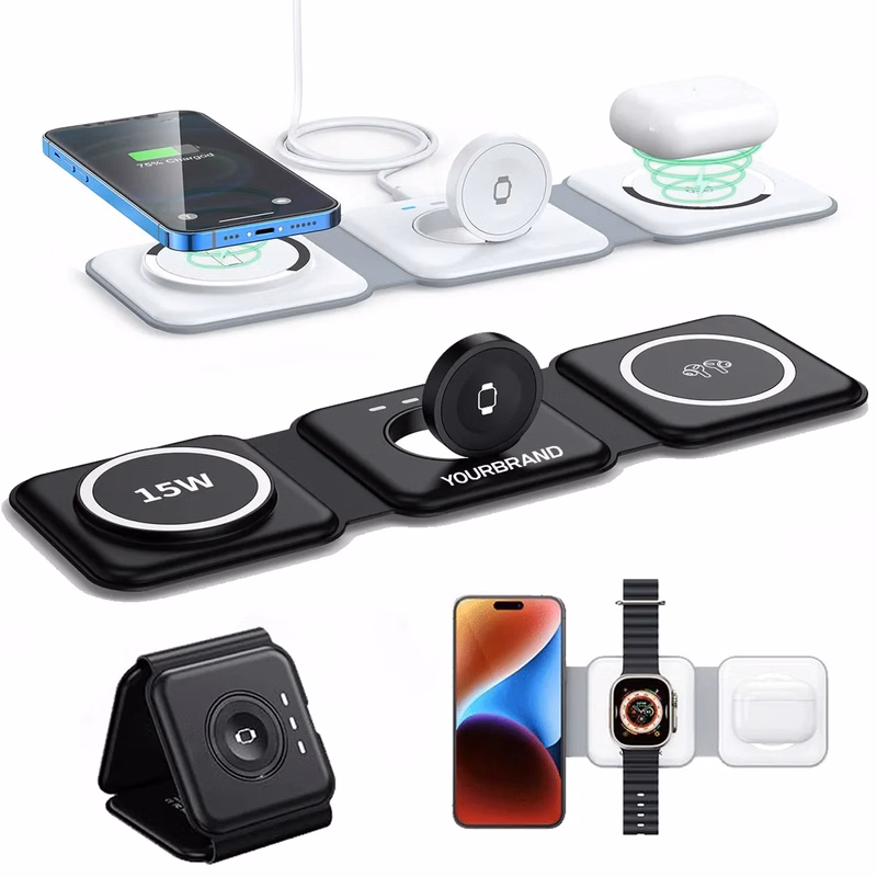 3-in-1 Foldable 15W Magsafe Wireless Charging Station