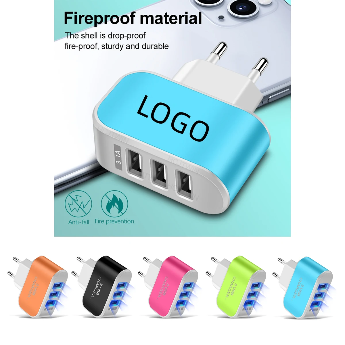 3 Hole USB LED Hotel Office Charger Plug 1