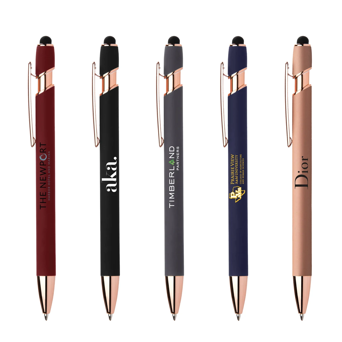 Stylus-4562 Ballpoint Soft Touch Pens with Rose Gold Trims 1