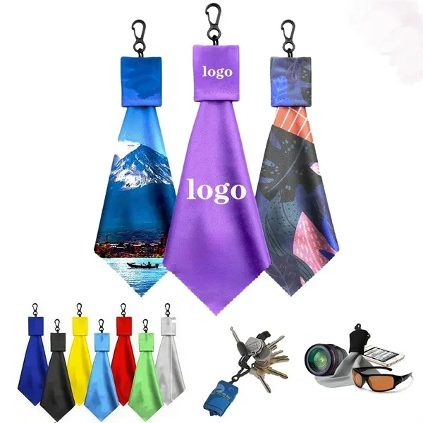 Custom Microfiber Cleaning Cloth Keychain Metal Carabiner 6 Inch — Screen Protection 1