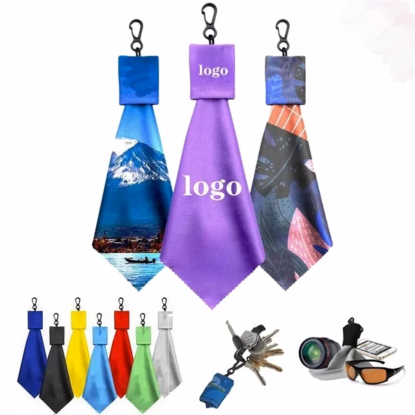 Custom Microfiber Cleaning Cloth Keychain Metal Carabiner 6 Inch — Screen Protection