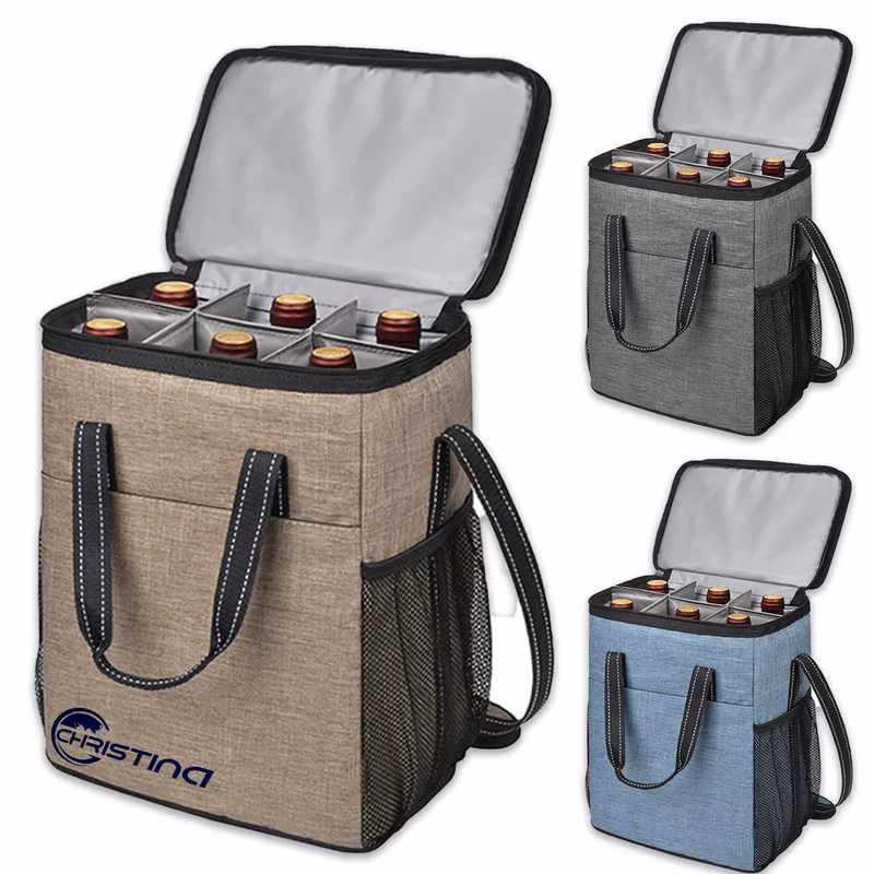 6 Bottle Insulated Leakproof Wine Cooler Carrier Tote Bag