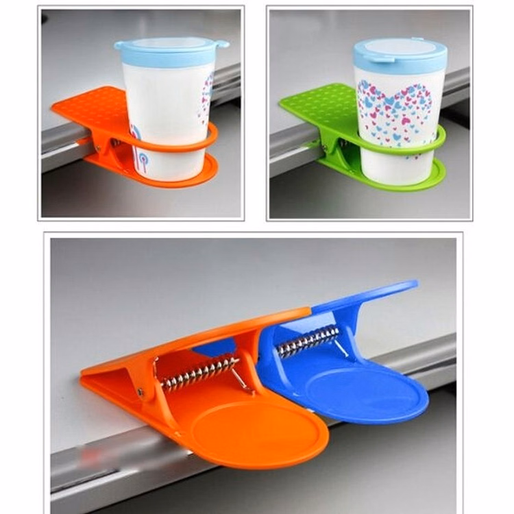 Plastic Material Three Color Availble Cup Holder Clip, Table Edge Cup Holder
