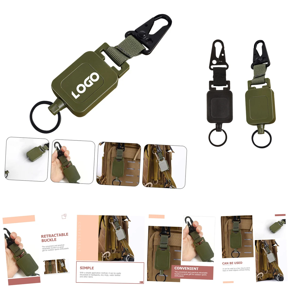 Stretch Strap Outdoor Buckle Retractable Keychain 1