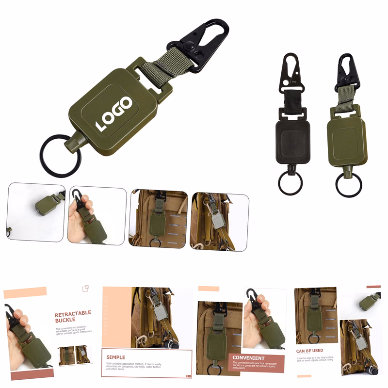 Stretch Strap Outdoor Buckle Retractable Keychain