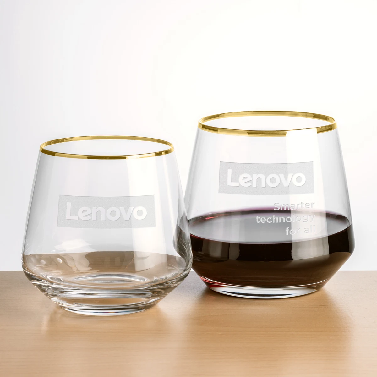 Tucson Gold Rim Stemless Wine - Deep Etch 1