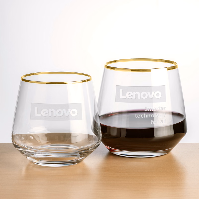 Tucson Gold Rim Stemless Wine - Deep Etch