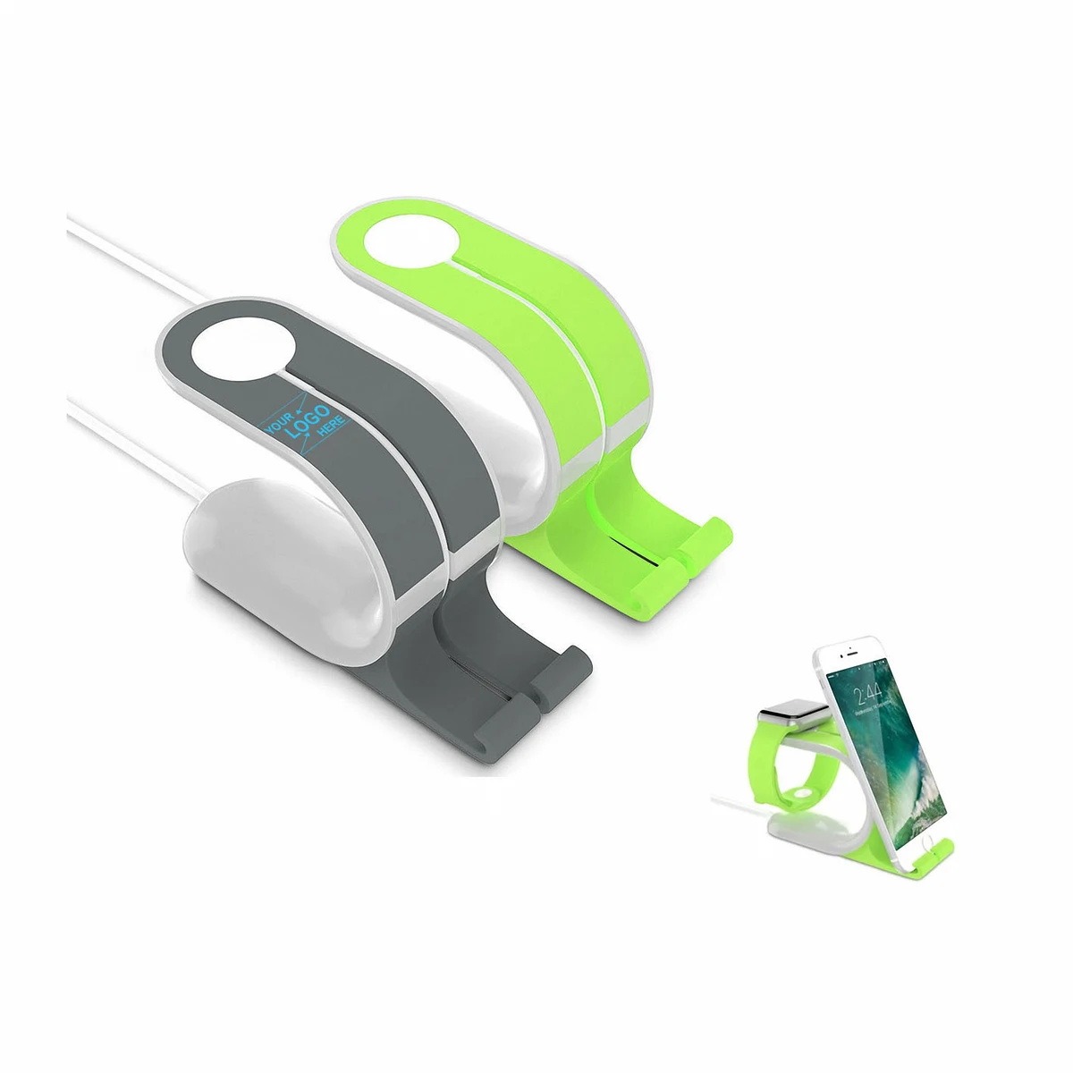 Dual Silicone Phone and Smart Watch Stand Holder 1