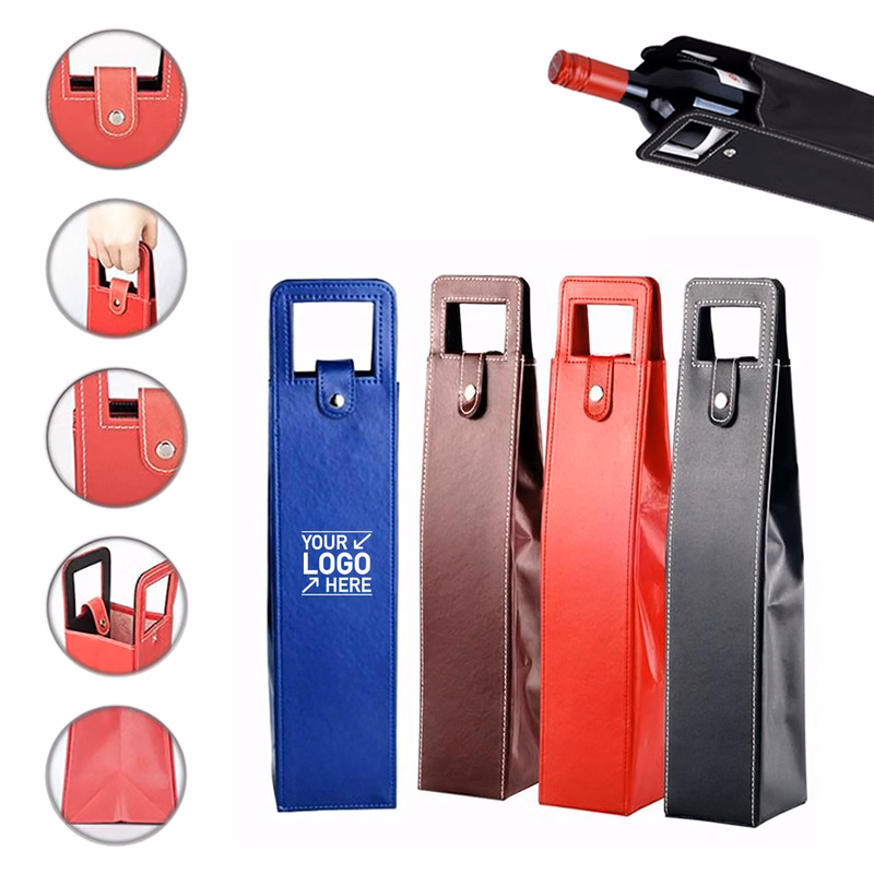 Portable PU Leather Reusable Wine Tote Bag