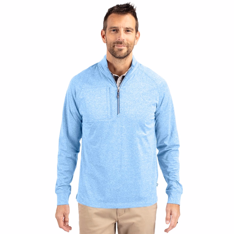 Cutter & Buck Adapt Recycled Soft Knit Stretch Mens Big & Tall Heathered Quarter Zip Pullover Big & Tall