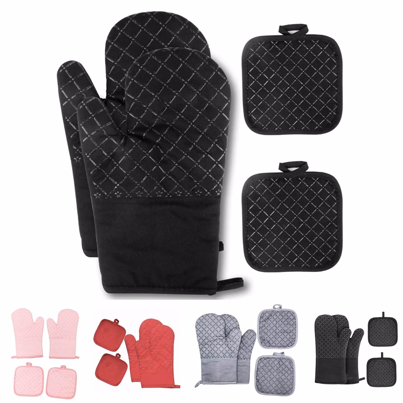 Four Sets-of Pure Cotton Silicone Heat Insulation Gloves